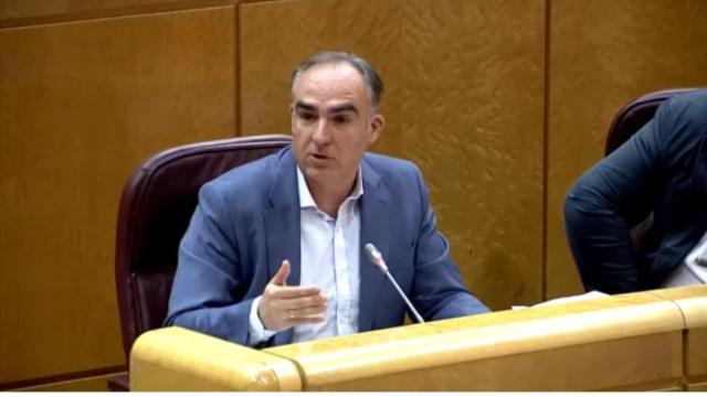 Javier Puente, senador del grupo popular, durante su inversión en la Comisión de Asuntos Económicos y Transformación Digital el pasado jueves.