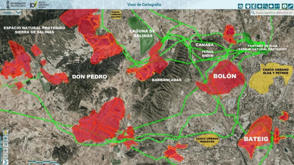 Visor cartográfico que especifica dónde pretenden instalarse estos proyectos.