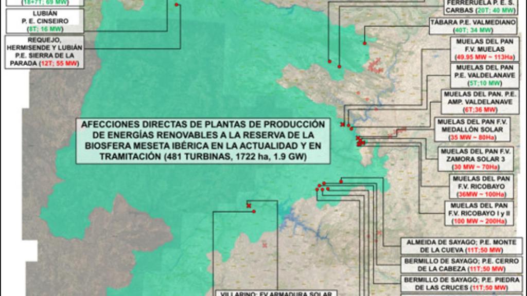 Mapa de renovables en Zamora