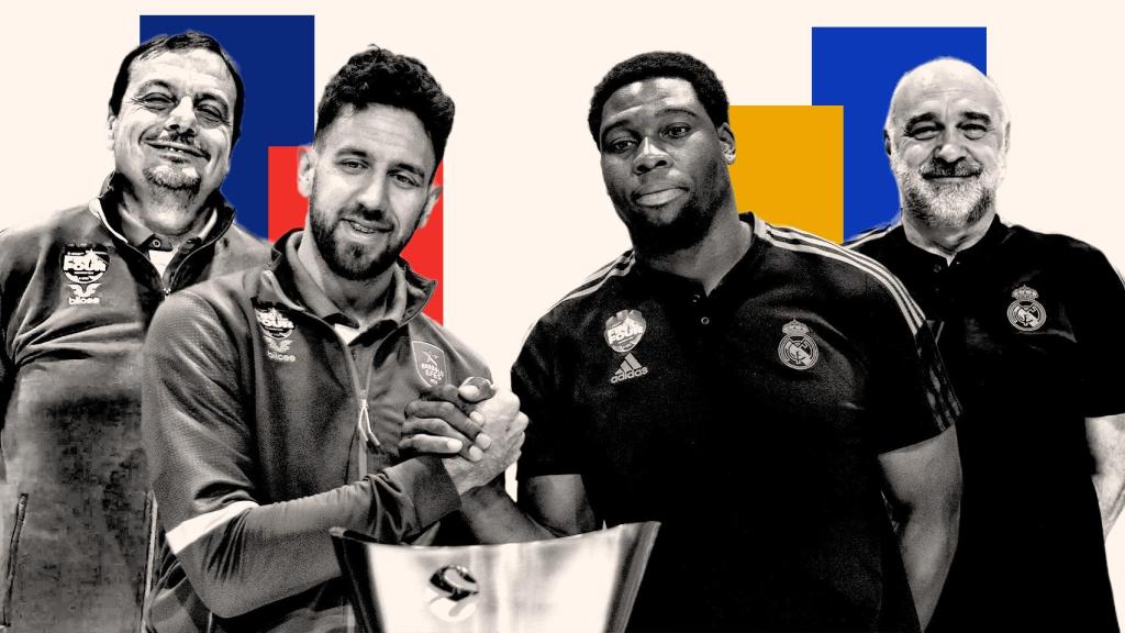 Ergin Ataman, Vasjle Micic, Guerschon Yabusele y Pablo Laso, en un fotomontaje.