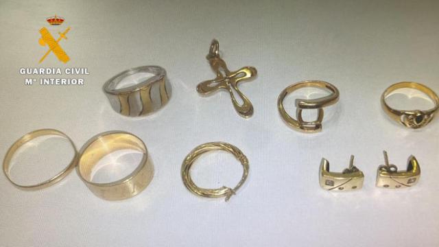 Joyas robadas. Foto: Guardia Civil.