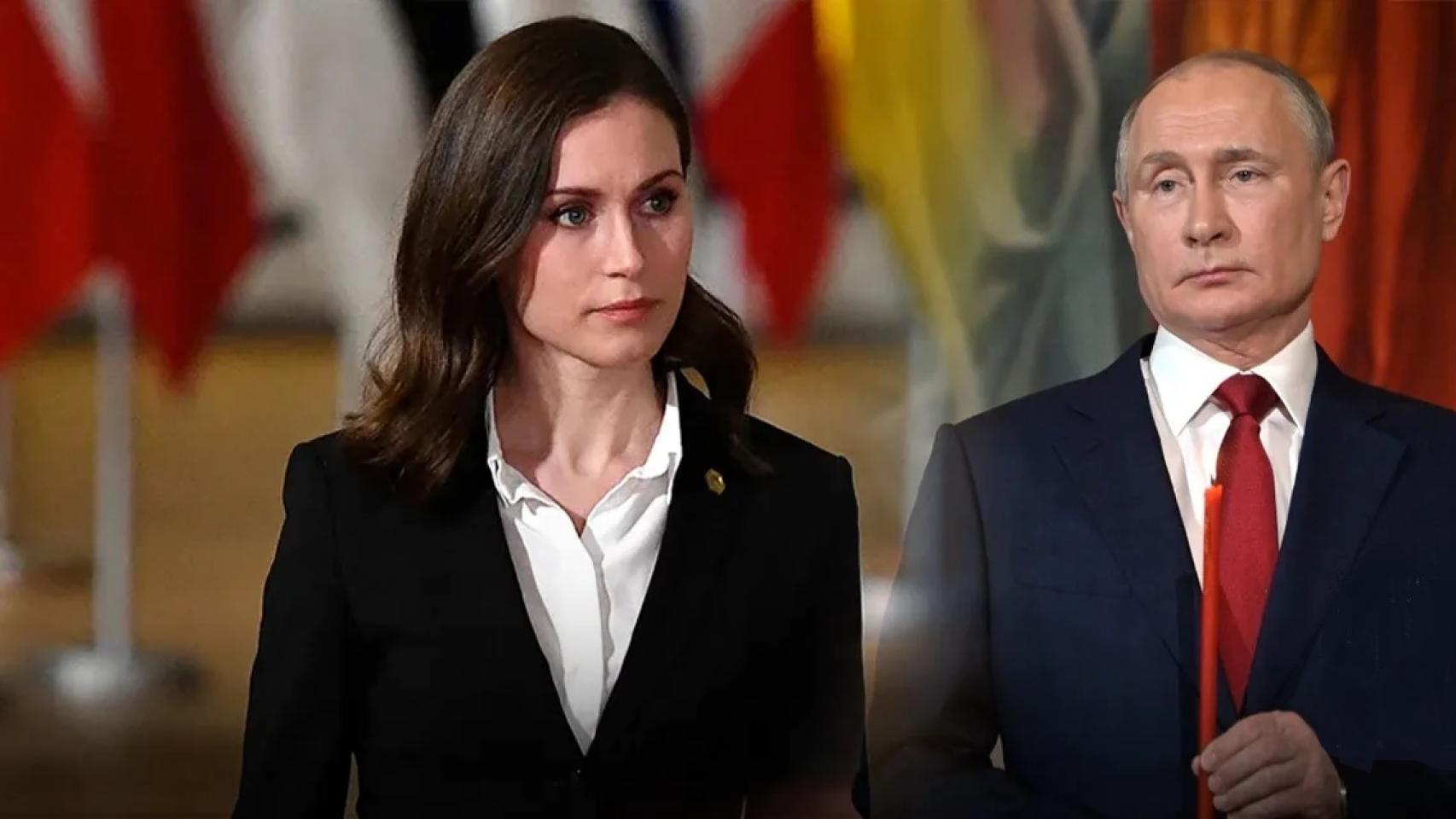 La primera ministra de Finlandia, Sanna Marin, y el presidente de Rusia, Vladimir Putin