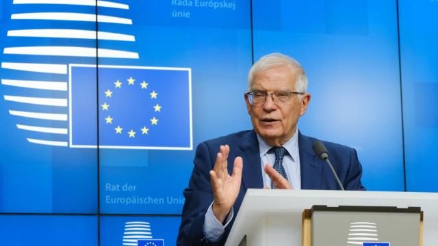 El jefe de la diplomacia de la UE, Josep Borrell, durante la rueda de prensa de este viernes