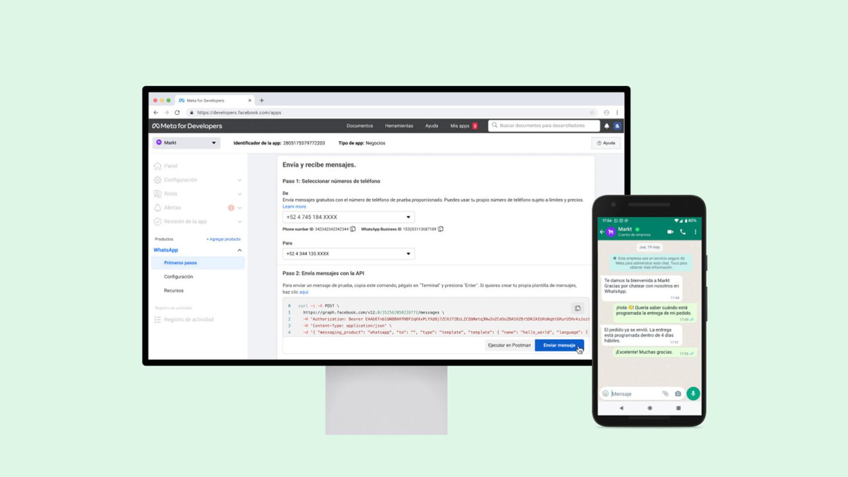 API en la nube de WhatsApp Business.