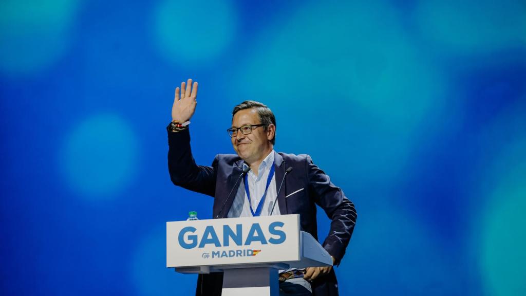 El nuevo secretario general del PP de Madrid, Alfonso Serrano, interviene en el XVII Congreso Autonómico.