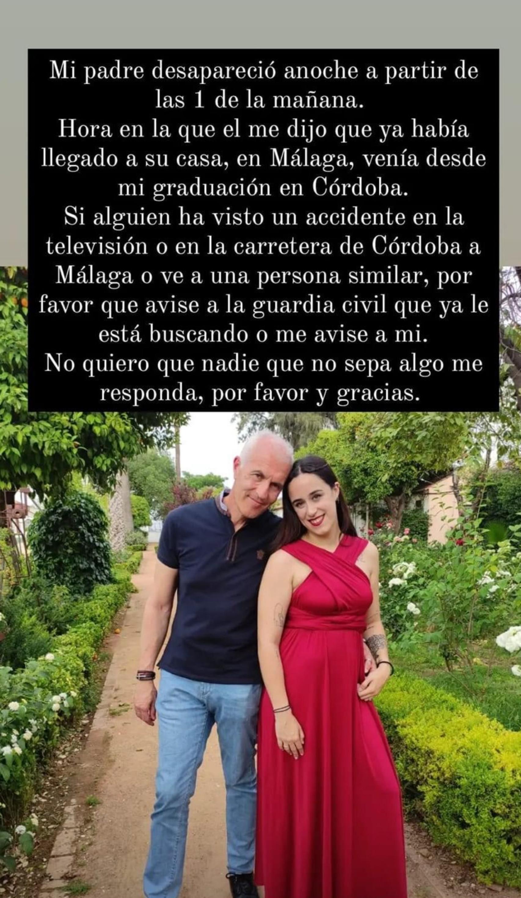 Mensaje lanzado por la hija del desaparecido que ha trascendido a través de las redes sociales.