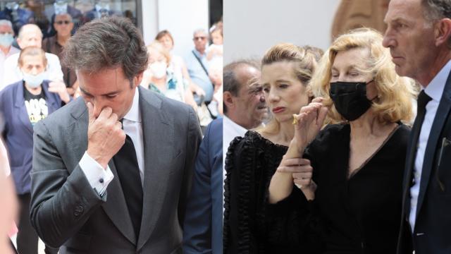 Miguel Báez Spínola y su madre, Conchita Spínola, rotos de dolor en el último adiós al torero en Huelva.