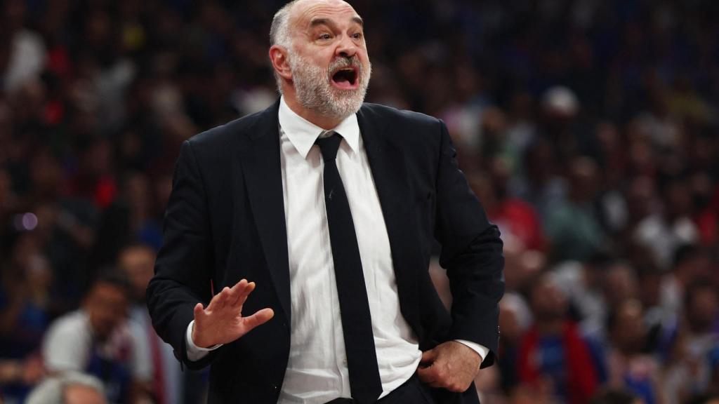 Pablo Laso pide calma a sus jugadores en la final de la Euroliga