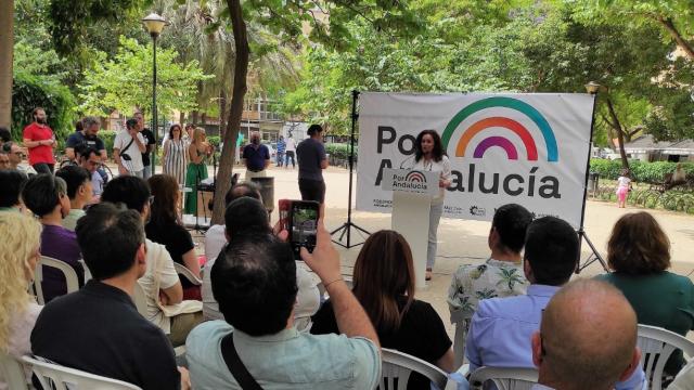 Inmaculada Nieto, durante el acto celebrado en el barrio de La Luz, en Málaga capital.