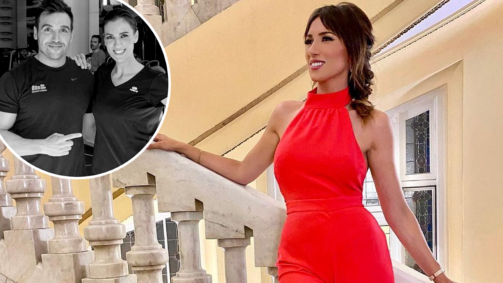 Patricia Pardo, en un fotomontaje de EL ESPAÑOL junto a su entrenador Moisés Benavente Miana.