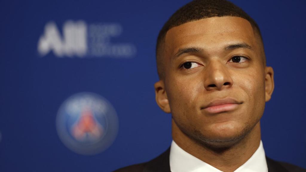 Kylian Mbappé, en rueda de prensa.