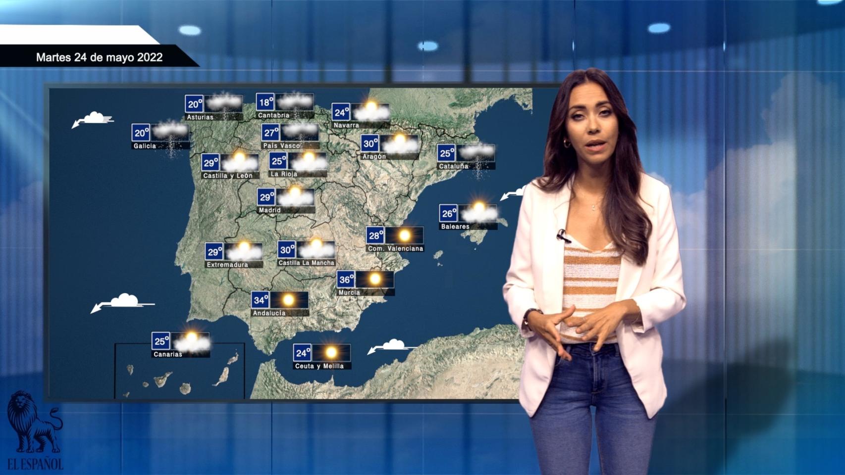 El tiempo para el martes 24 de mayo.