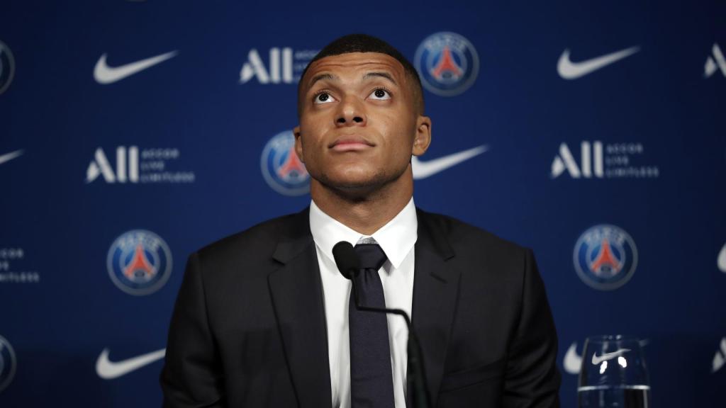Kylian Mbappé, en rueda de prensa.