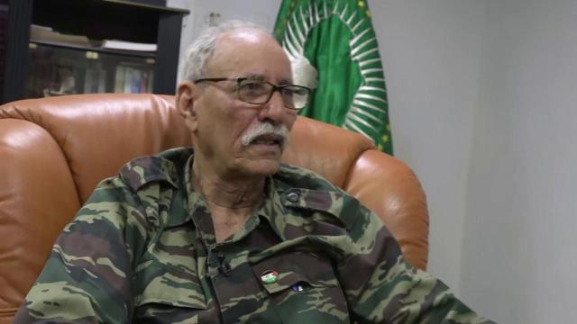El líder del Frente Polisario, Brahim Ghali, este martes en una entrevista en Telecinco.