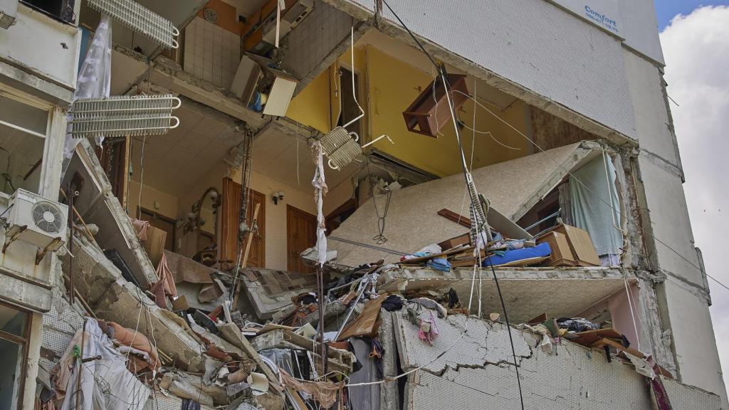 Un edificio destruido en Járkov.
