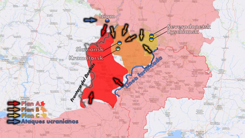 Posible evolución del plan de ofensiva ruso.