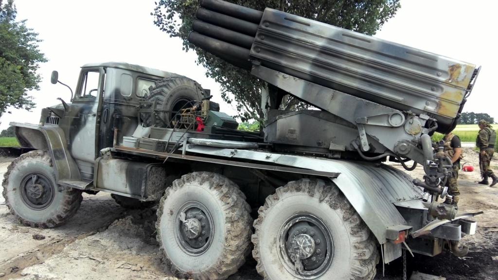 Un BM-21 Grad capturado por los soldados ucranianos