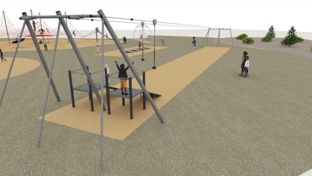 Tirolinas previstas en el nuevo parque infantil.