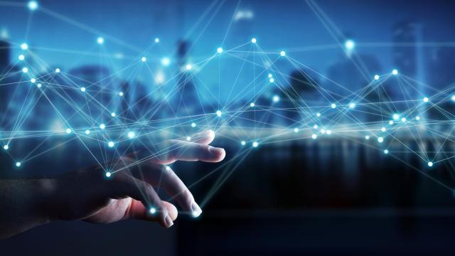 businessman-using-flying-network-connection-3d-rendering