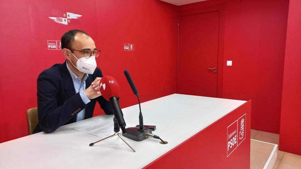El secretario general del PSOE de Salamanca, David Serrada, esta mañana