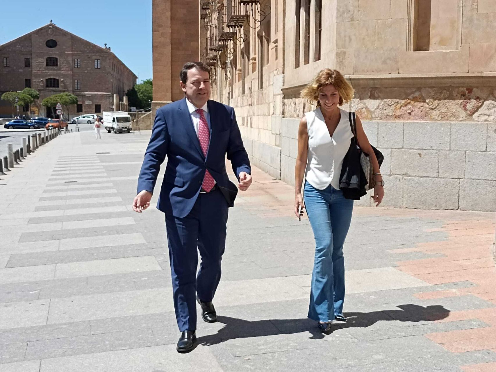 El presidente de la Junta, Alfonso Fernández Mañueco, esta mañana en Salamanca
