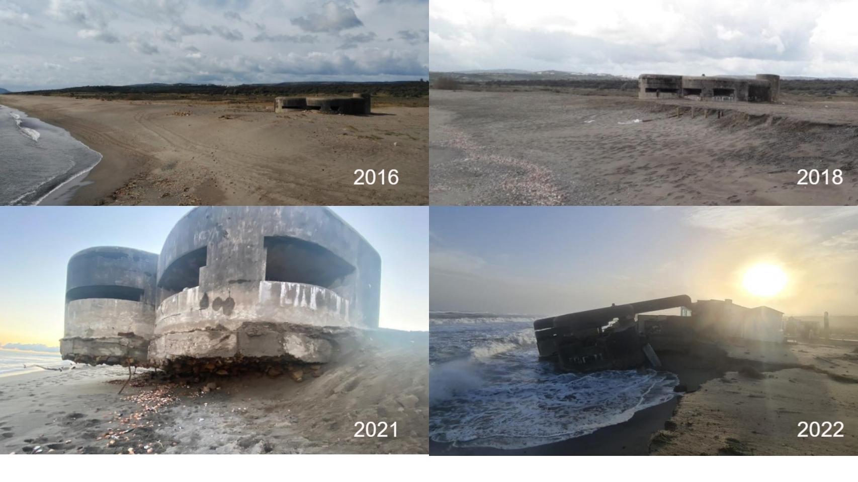 Evolución del búnker de la playa de Guadalquitón, en San Roque (Cádiz).