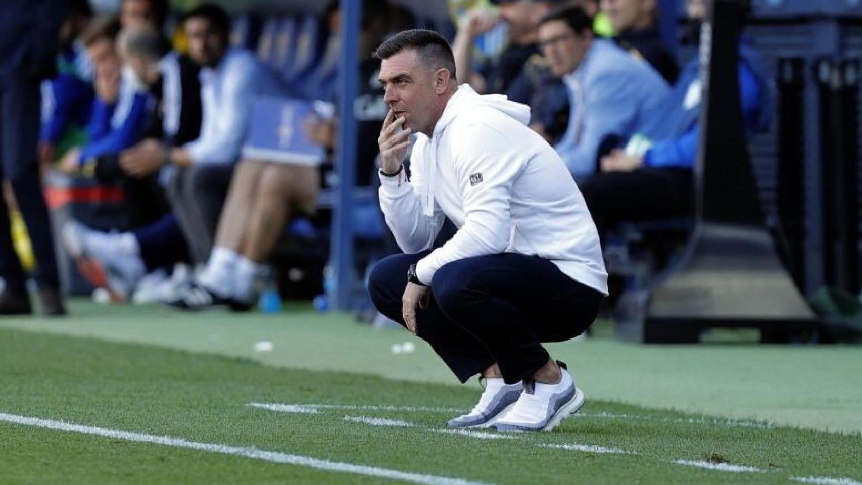 Pablo Guede durante un partido en La Rosaleda
