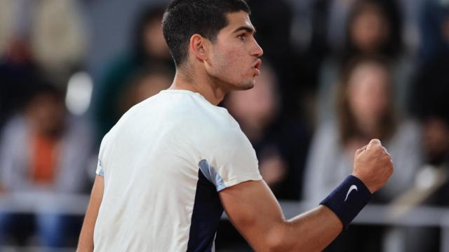 Carlos Alcaraz, celebrando un punto