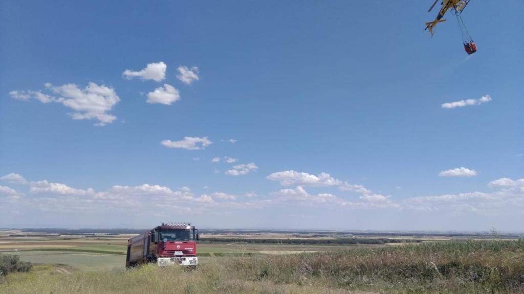 Incendio de una zona de cultivo en Rodilana. Fotografía: Bomberos Diputación de Valladolid