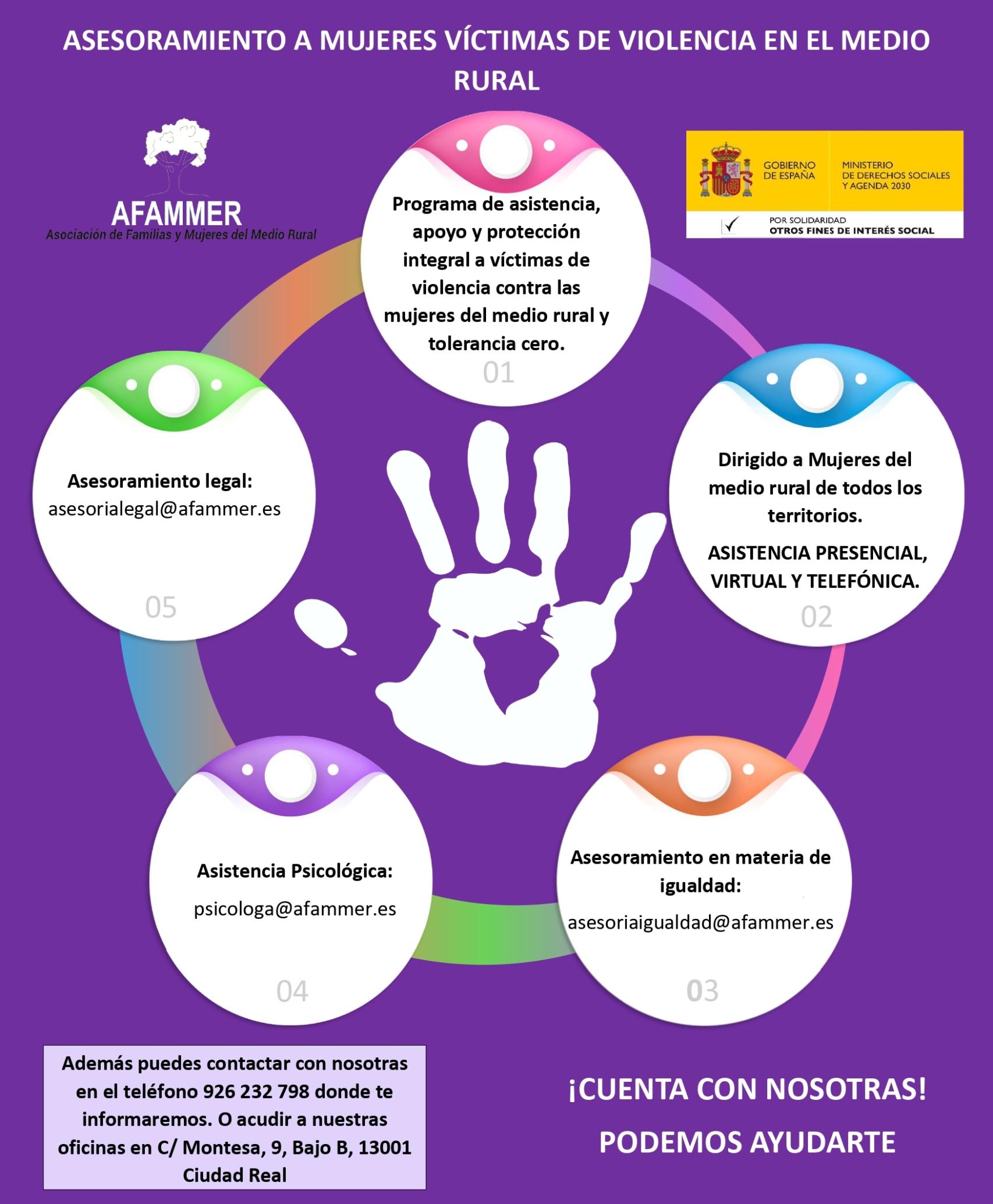 Cartel de asesoramiento de Afammer a víctimas de violencia en el medio rural. Foto: Afammer.