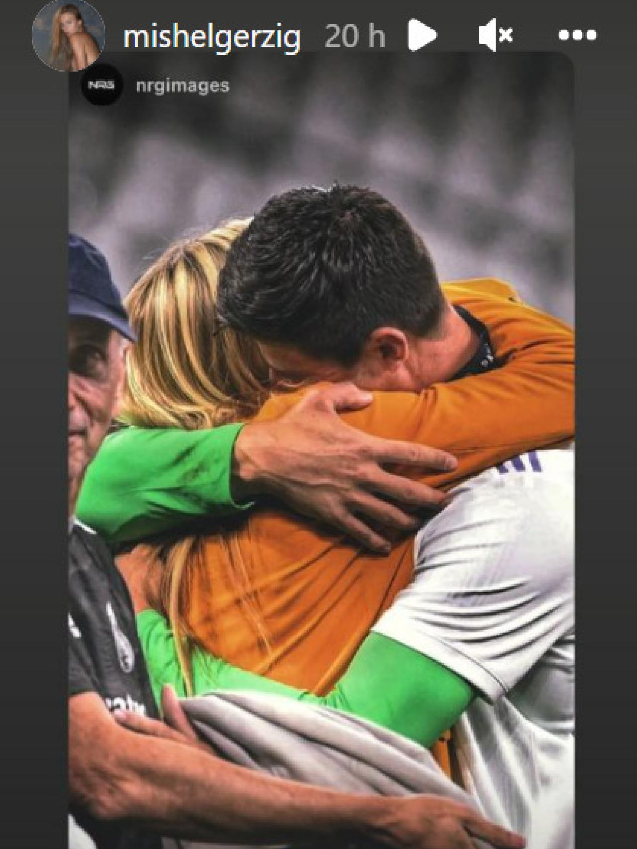 Thibaut Courtois y Mishel Gerzig tras la victoria del Real Madrid en la Champiosn League.