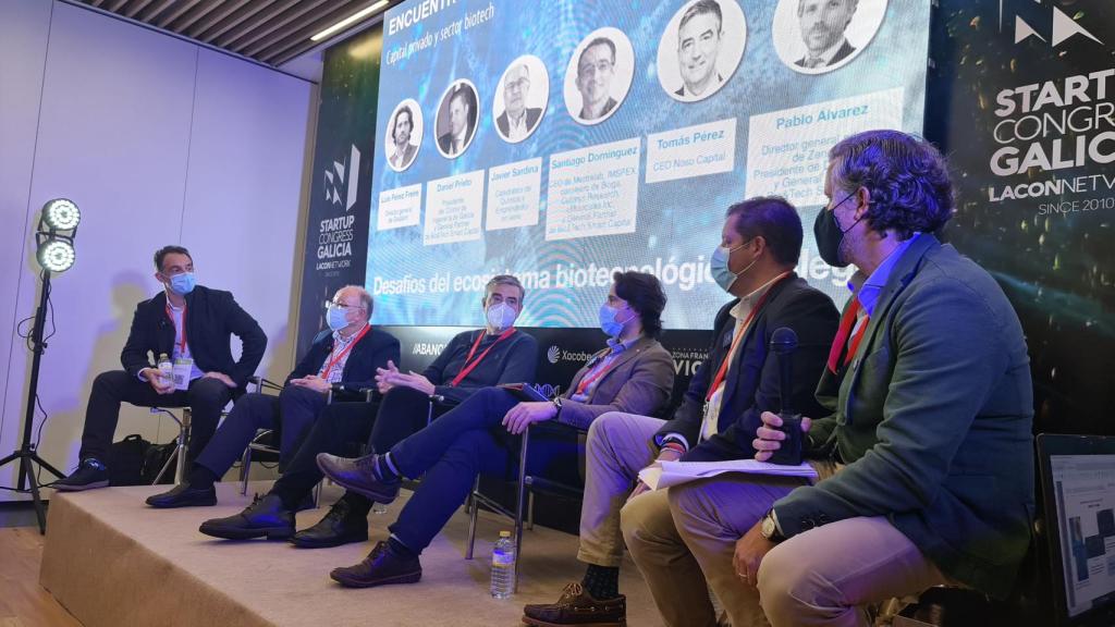 Bio&Tech Vigo (de izquierda a derecha): Santi Domínguez, cofundador y general partner Bio&Tech Smart Capital; Javier Sardina, Catedrático de Química y Emprendedor; Tomás Pérez, CEO de Noso Capital; Luis Pérez, director general de Gradiant; Daniel Prieto, general partner Bio&Tech Smart Capital; Pablo Álvarez, general partner Bio&Tech Smart Capital.