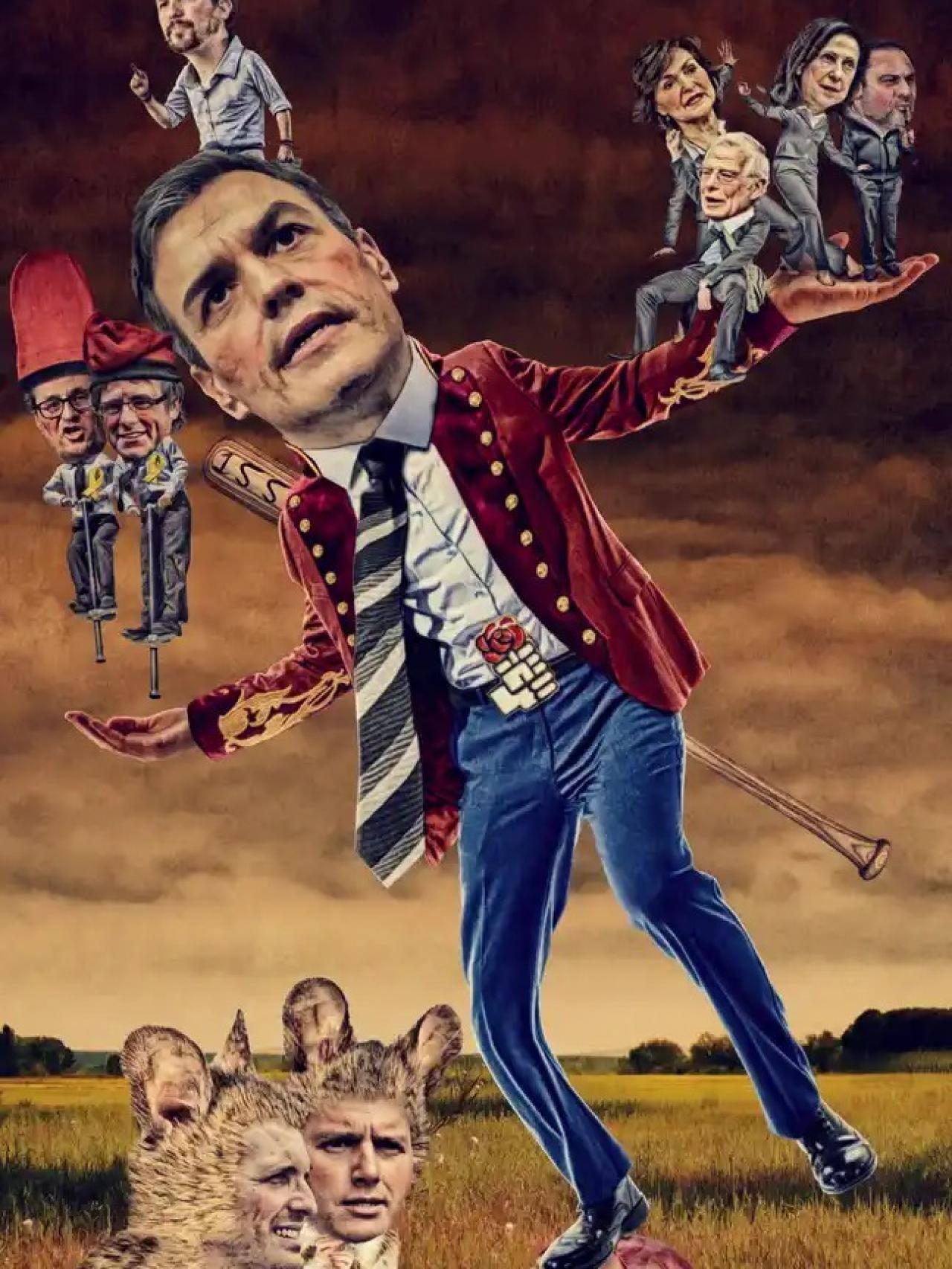 Ilustración de Javier Muñoz publicada en 2018 para el artículo de Pedro J. Ramírez '¿De qué lado caerá?'.