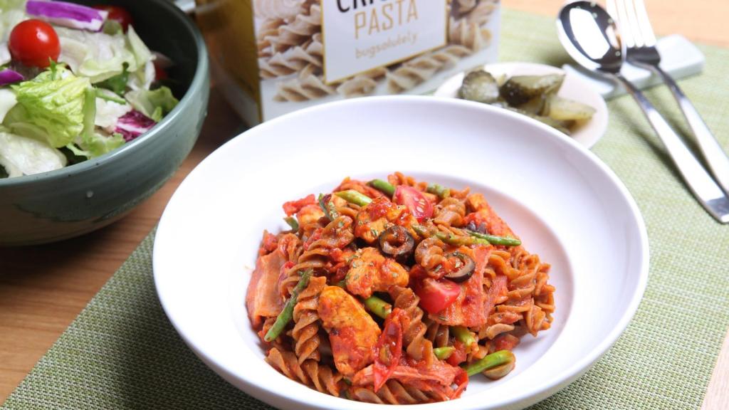 Pasta elaborada con harina de grillos.