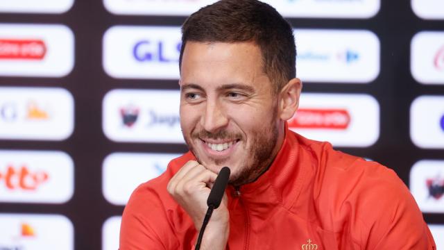Eden Hazard, en rueda de prensa con la selección de Bélgica