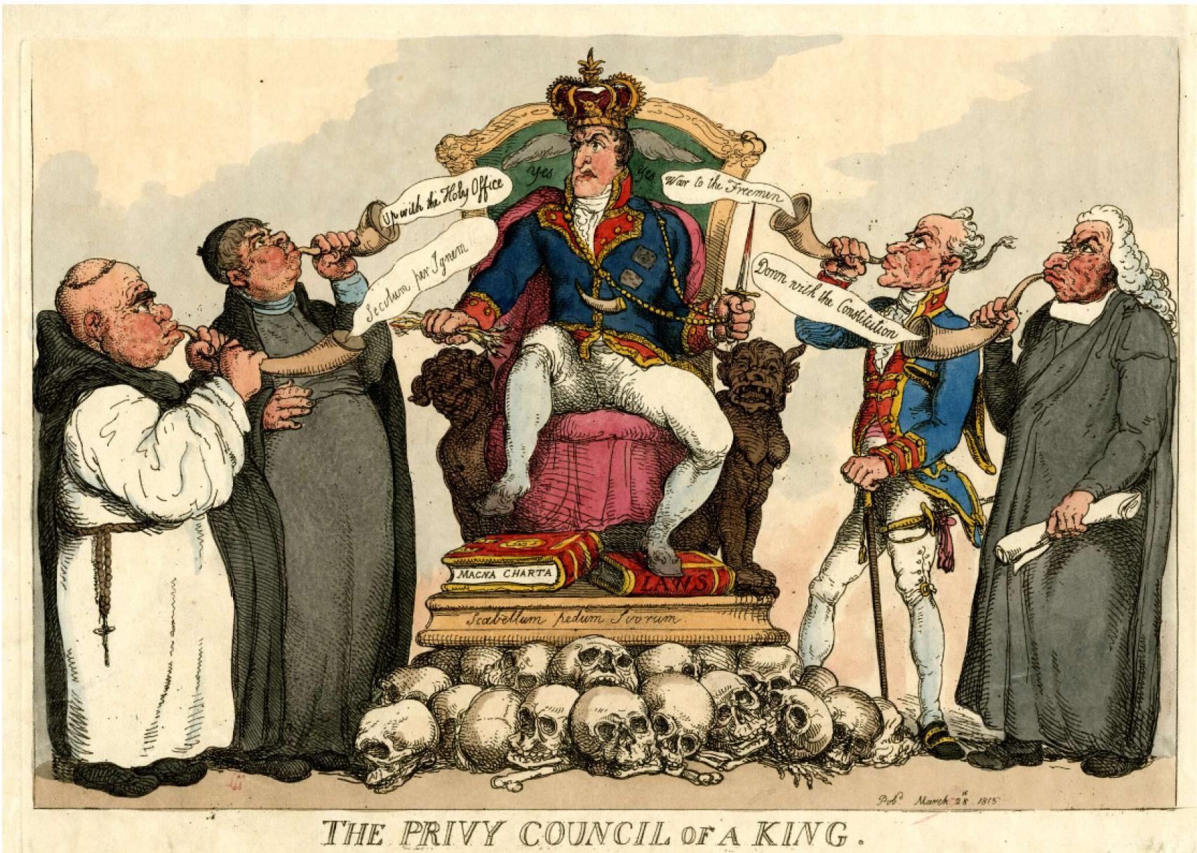 Caricatura de Fernando VII, realizada por Thomas Rowlandson.