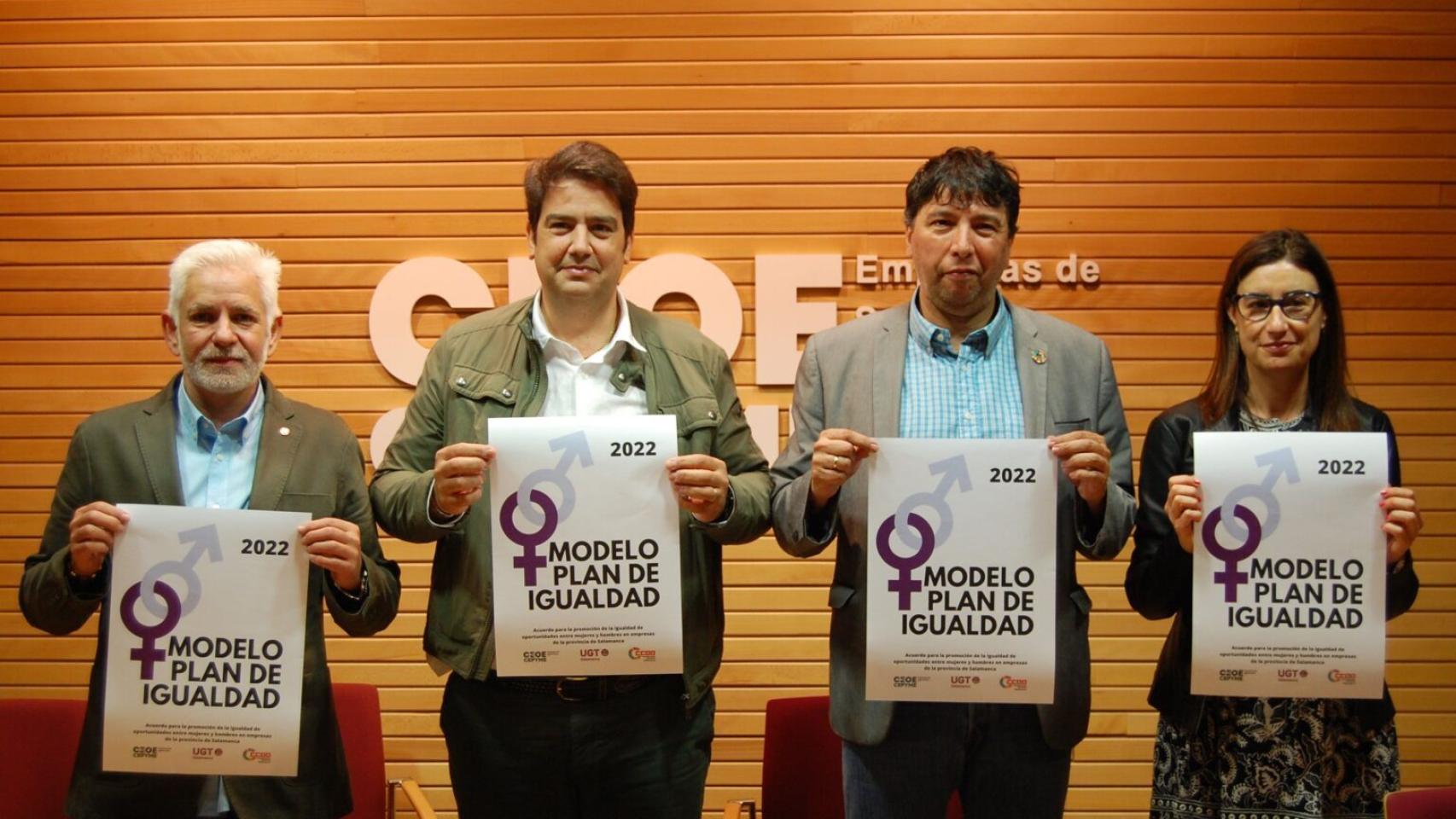 Imagen de la presentación del modelo del Plan de Igualdad consensuado entre CEOE CEPYME Salamanca y los sindicatos CCOO y UGT Salamanca