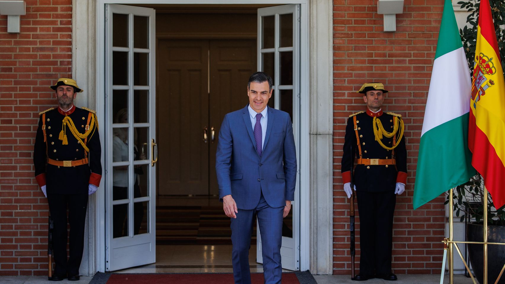 Pedro Sánchez, presidente del Gobierno, este miércoles, en el Palacio de la Moncloa.