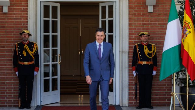 Pedro Sánchez, presidente del Gobierno, este miércoles, en el Palacio de la Moncloa.
