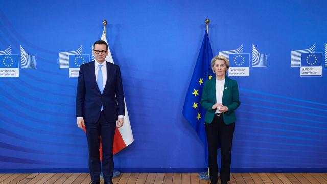 Ursula von der Leyen y Mateusz Morawiecki, durante una de sus reuniones en Bruselas