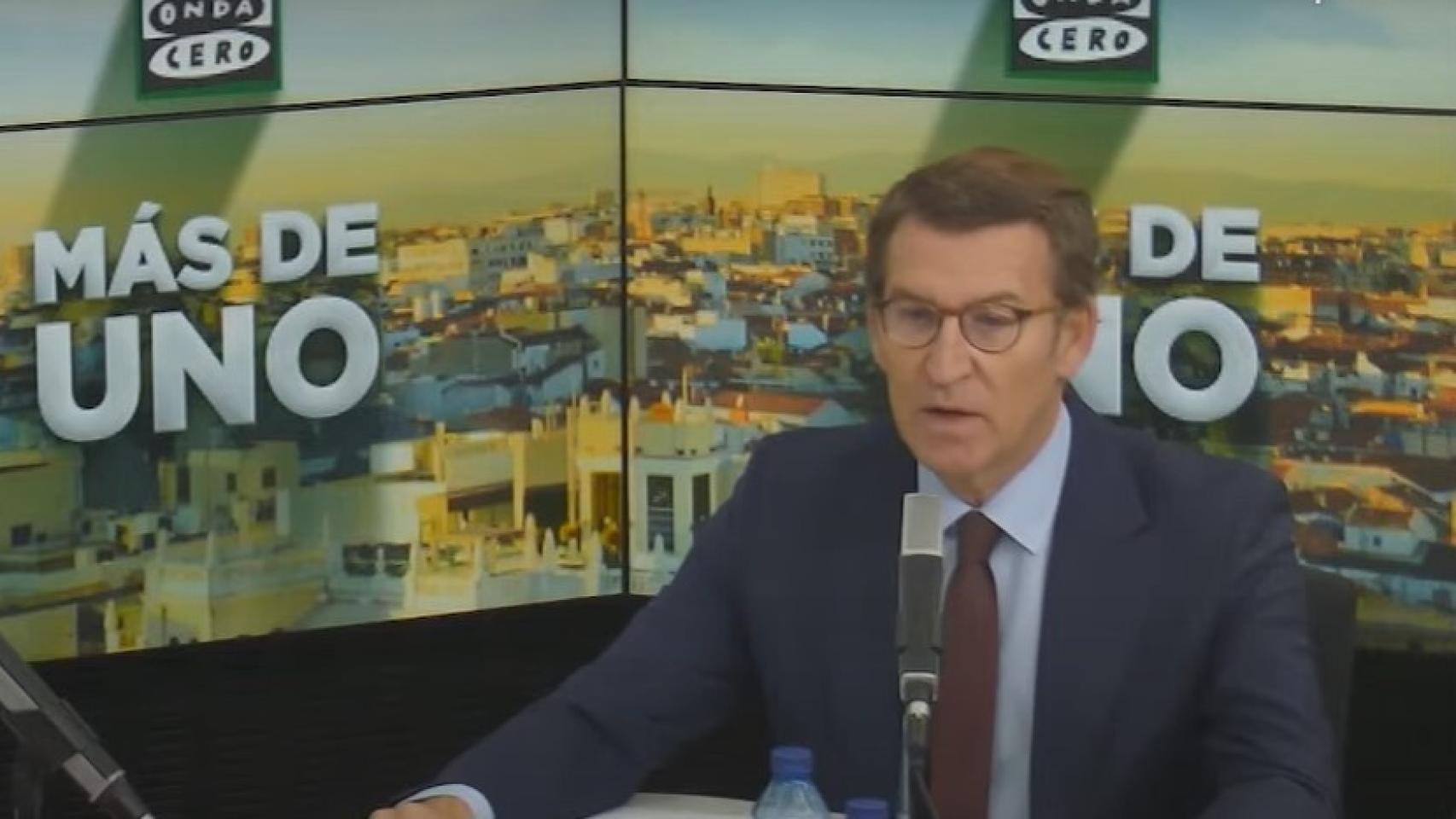 El presidente del PP, Alberto Núñez Feijóo, este jueves en Onda Cero.