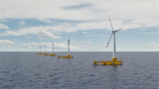 Parque eólico flotante piloto en aguas de la Costa Brava de 50 MW de Saitec.