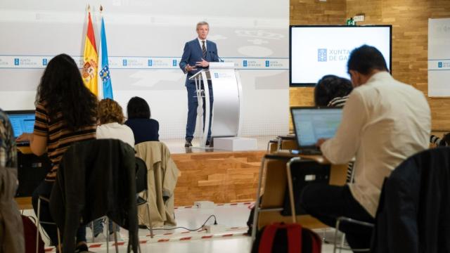 Alfonso Rueda durante su comparecencia tras el Consello da Xunta.