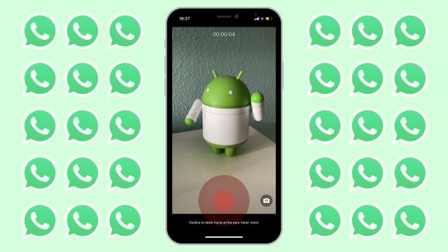 Fotomontaje con el logo de WhatsApp y unos Estados.