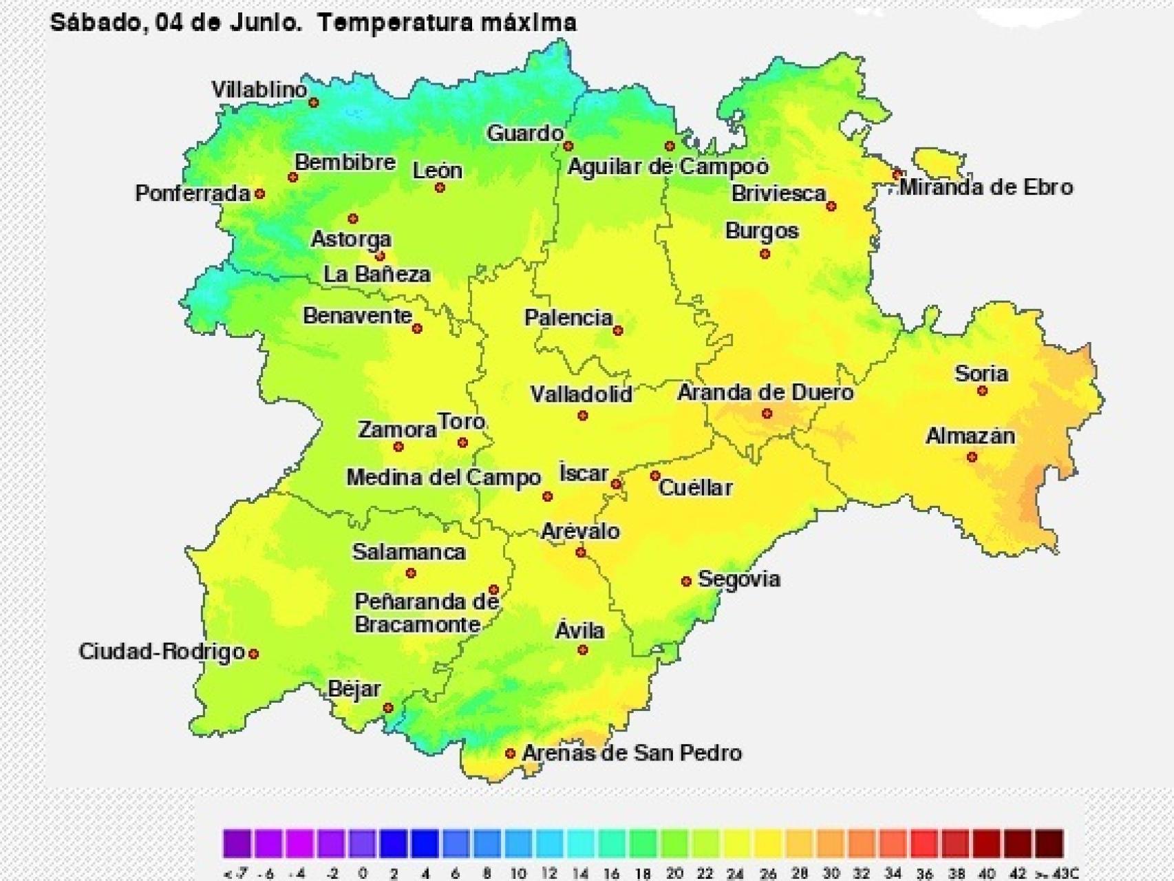 Mapa de predicción meteorológica hoy en Castilla y León