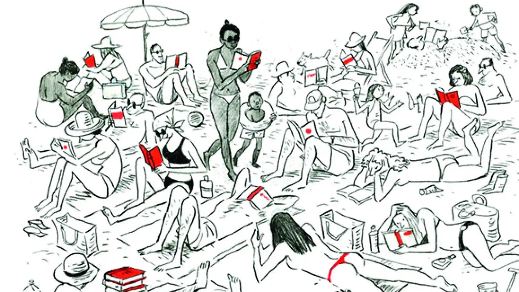 Ilustración de la portada de 'El mundillo literario', de Posy Simmonds
