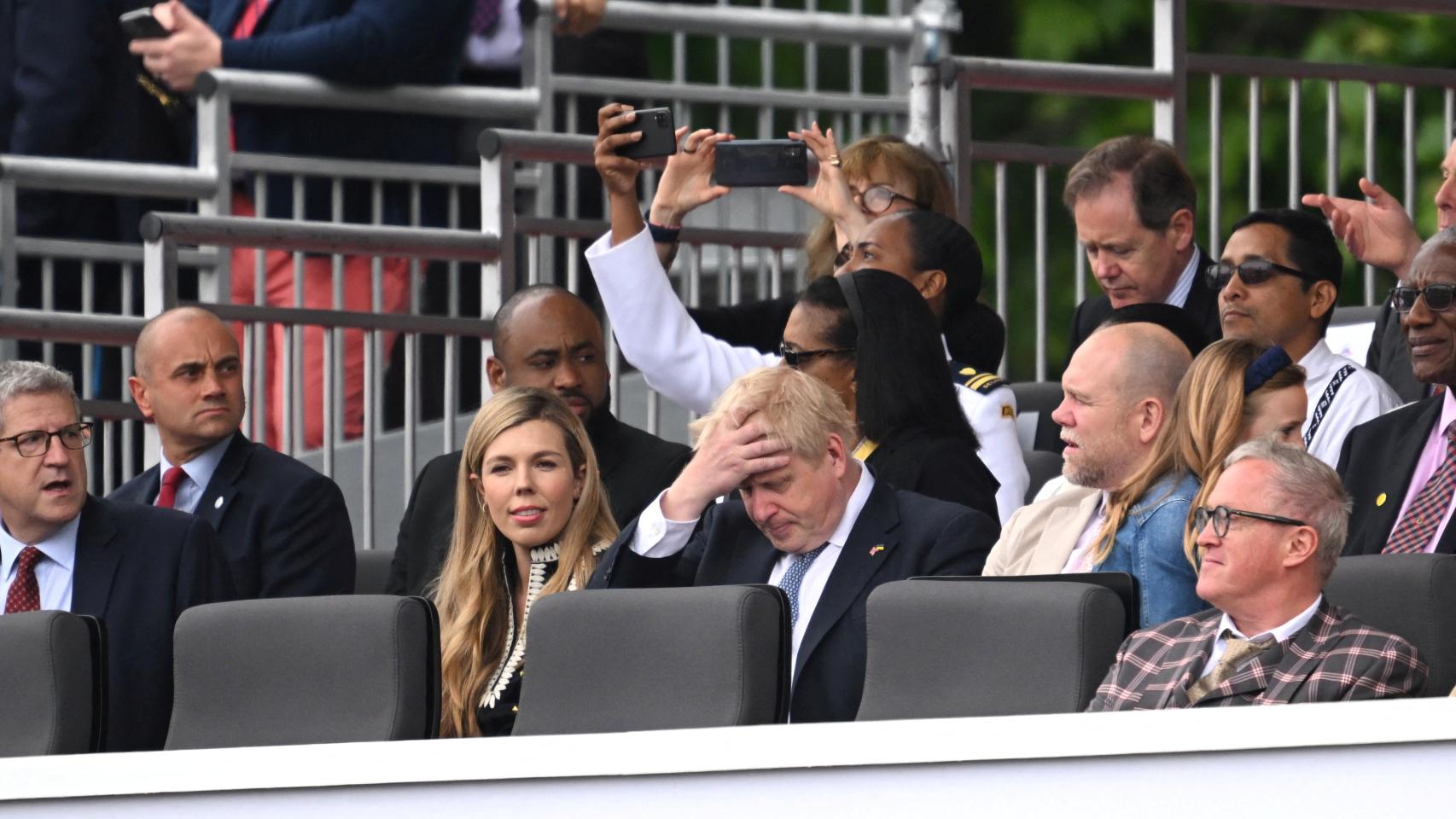 El primer ministro británico, Boris Johnson, y su esposa, Carrie Johnson, en los actos del Jubileo de Platino de Isabel II.