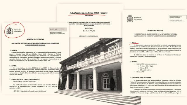 Los tres documentos de las adjudicaciones de Moncloa.