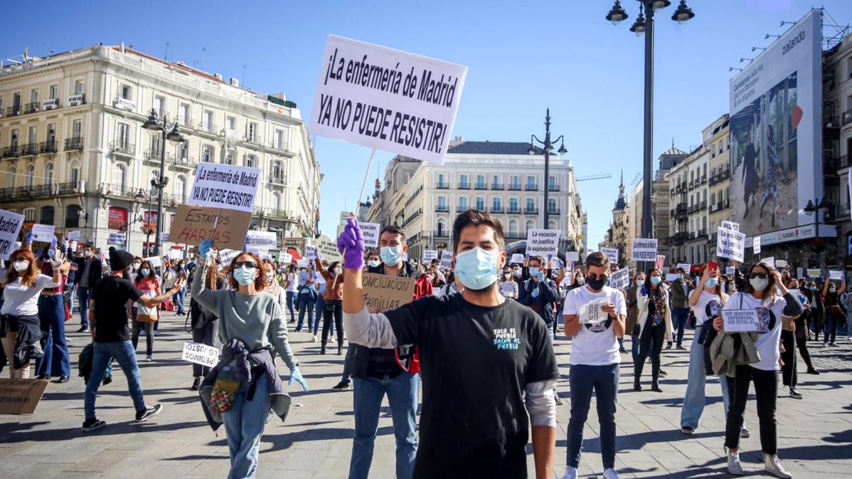 Manifestación de enfermeros y enfermeras durante la pandemia de la Covid-19 en una imagen de archivo.