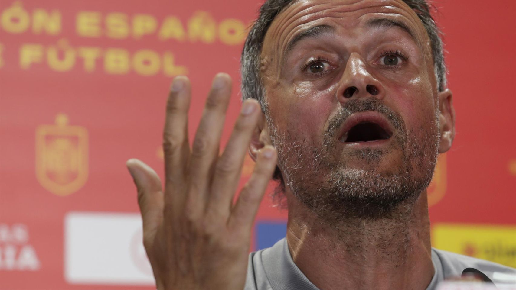 Luis Enrique, en rueda de prensa con la selección española de fútbol